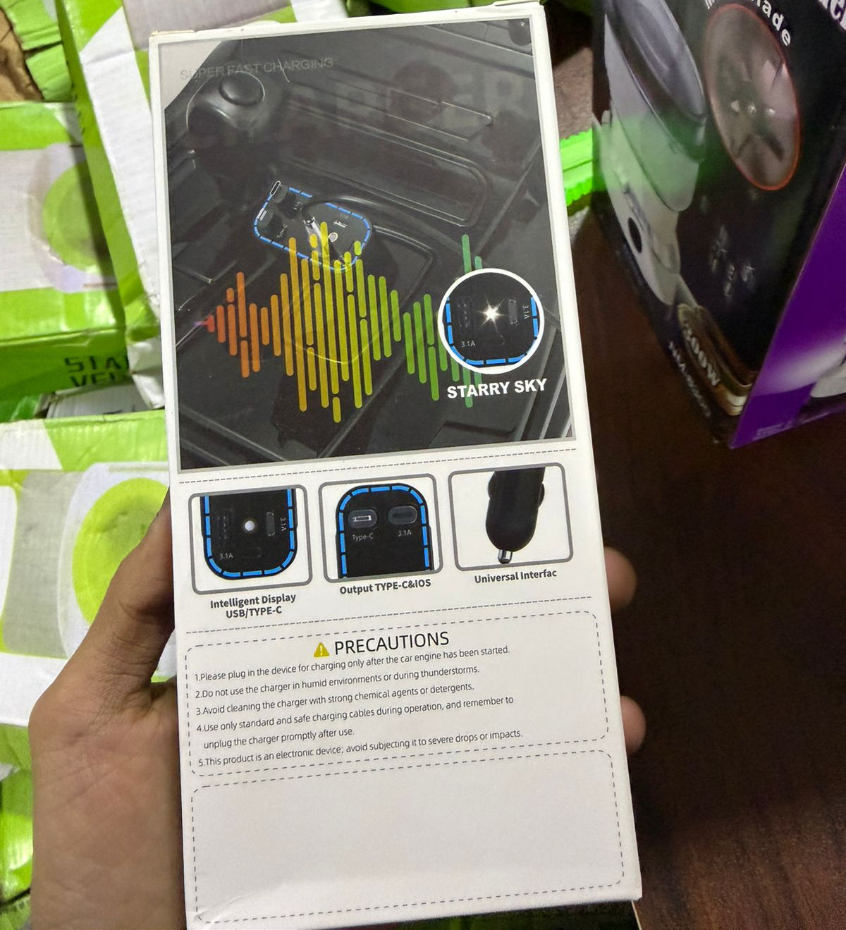 4-In-1 Retractable Car Charger with Star Projection Night Light | Free Home Delivery | COD