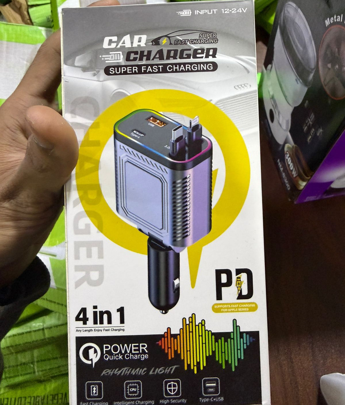 4-In-1 Retractable Car Charger with Star Projection Night Light | Free Home Delivery | COD