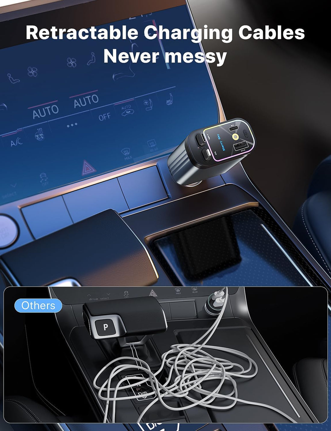 4-In-1 Retractable Car Charger with Star Projection Night Light | Free Home Delivery | COD